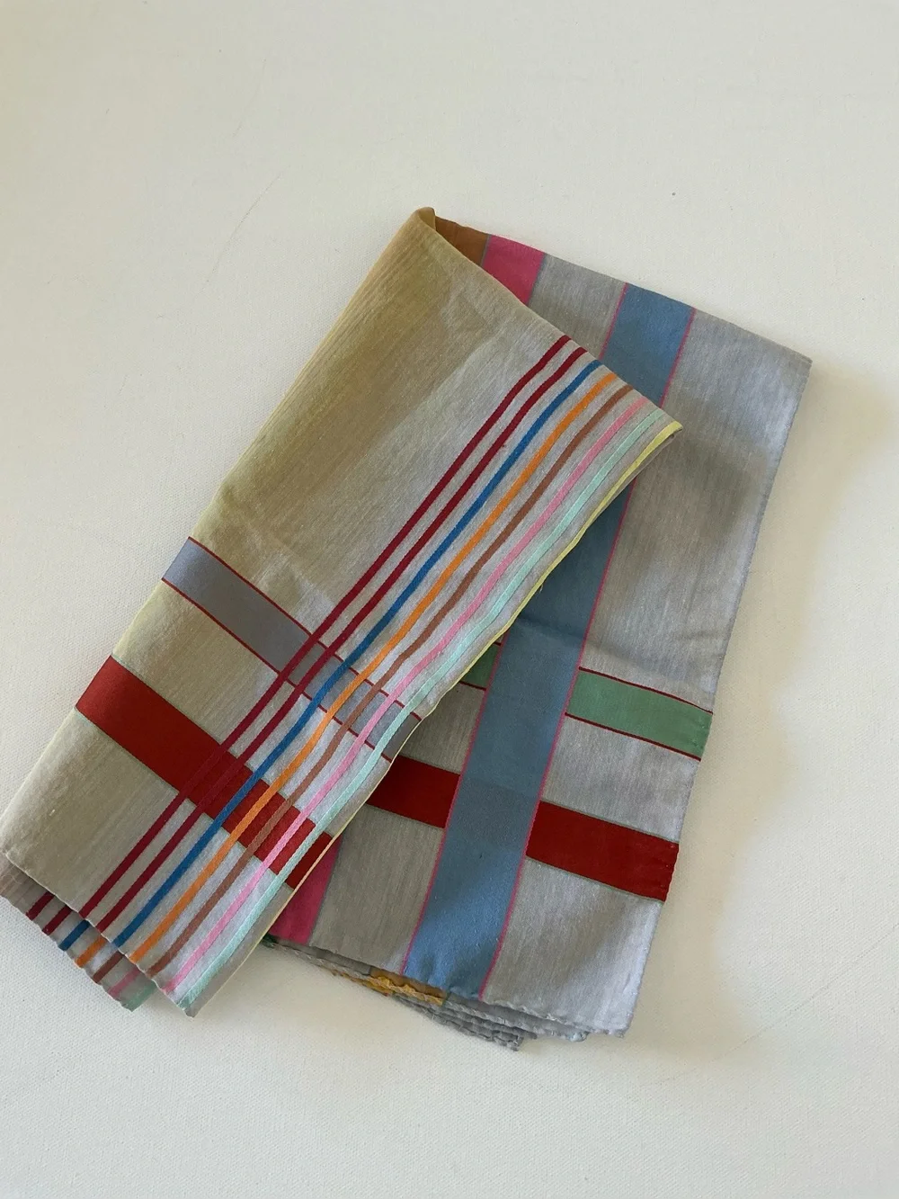 Green and Brown Plaid Silk Scarf